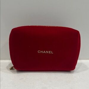 CHANEL Red Velvet Cosmetic Bag
